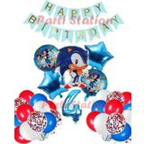 Parti Station Sonic Tilki Konsept 4 Yaş Balon Set Sonic Doğum Günü Lacivert Balon Set