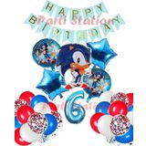 Parti Station Sonic Tilki Konsept 6 Yaş Balon Set Sonic Doğum Günü Lacivert Balon Set