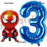 Parti Station Spiderman 3 Yaş Balon Ve Lacivert Rakam Balon Doğum Günü Parti Set Örümcek Adam Balon Set