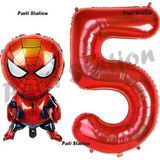 Parti Station Spiderman 5 Yaş Balon Ve Kırmızı Rakam Balon Doğum Günü Parti Set Örümcek Adam Balon Set