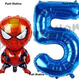 Parti Station Spiderman 5 Yaş Balon Ve Lacivert Rakam Balon Doğum Günü Parti Set Örümcek Adam Balon Set