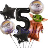 Parti Station Star Wars Yoda 1 Yaş Siyah Rakam Balon Set Yıldız Savaşları Yoda Konsept Doğum Günü Balon Set