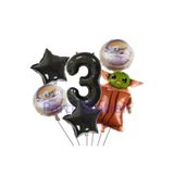Parti Station Star Wars Yoda 3 Yaş Siyah Rakam Balon Set Yıldız Savaşları Yoda Konsept Doğum Günü Balon Set