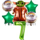 Parti Station Star Wars Yoda 7 Yaş Yeşil Rakam Balon Set Yıldız Savaşları Yoda Konsept Doğum Günü Balon Set
