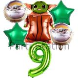 Parti Station Star Wars Yoda 9 Yaş Yeşil Rakam Balon Set Yıldız Savaşları Yoda Konsept Doğum Günü Balon Set