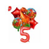 Parti Station T-Rex Dinozor Temalı 5 Yaş Balon Seti Doğum Günü Dekorasyonu PSKDINAZORBS