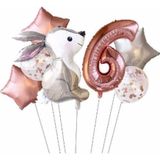 Parti Station Tavşan 6 Yaş Balon Set Yıldız Balon Folyo Set Tavşan Konsept Doğum Günü Set Yaş Balon Set