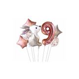 Parti Station Tavşan Yıldızlı 9 Yaş Doğum Günü Balon Set PSTAVSANYAS