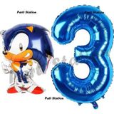 Parti Station Tilki Sonic Balon 3 Yaş Doğum Günü Set Tilki Sonic Boom Konsept Balon Ve Lacivert Rakam Balon