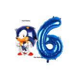 Parti Station Tilki Sonic Balon 6 Yaş Doğum Günü Set Tilki Sonic Boom Konsept Balon ve Lacivert Rakam Balon