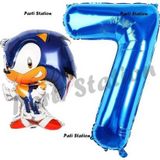 Parti Station Tilki Sonic Balon 7 Yaş Doğum Günü Set Tilki Sonic Boom Konsept Balon Ve Lacivert Rakam Balon