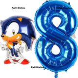 Parti Station Tilki Sonic Balon 8 Yaş Doğum Günü Set Tilki Sonic Boom Konsept Balon Ve Lacivert Rakam Balon