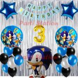 Parti Station Tilki Sonic Boom Konsept 3 Yaş Balon Set Sonic Boom Tema Doğum Günü Arka Fon Süsleme Balon Set