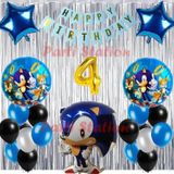 Parti Station Tilki Sonic Boom Konsept 4 Yaş Balon Set Sonic Boom Tema Doğum Günü Arka Fon Süsleme Balon Set