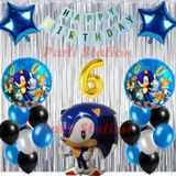 Parti Station Tilki Sonic Boom Konsept 6 Yaş Balon Set Sonic Boom Tema Doğum Günü Arka Fon Süsleme Balon Set