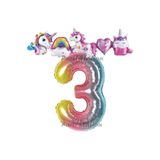 Parti Station Unicorn Gökkuşağı 3 Yaş Doğum Günü Balon Set PS-UNI-R