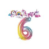 Parti Station Unicorn Gökkuşağı 6 Yaş Doğum Günü Balon Set PS-UNI-R