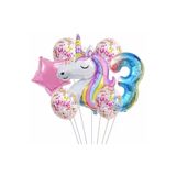 Parti Station Unicorn Gökkuşağı Folyo 3 Yaş Doğum Günü Balon Set PSUNİCORN1BS