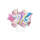 Parti Station Unicorn Gökkuşağı Folyo 4 Yaş Doğum Günü Balon Set PSUNİCORN1BS