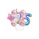 Parti Station Unicorn Gökkuşağı Folyo 5 Yaş Doğum Günü Balon Set PSUNİCORN1BS