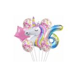 Parti Station Unicorn Gökkuşağı Folyo 6 Yaş Doğum Günü Balon Set PSUNİCORN1BS