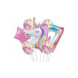 Parti Station Unicorn Gökkuşağı Folyo 7 Yaş Doğum Günü Balon Set PSUNİCORN1BS