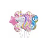 Parti Station Unicorn Gökkuşağı Folyo 8 Yaş Doğum Günü Balon Set PSUNİCORN1BS