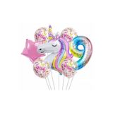 Parti Station Unicorn Gökkuşağı Folyo 9 Yaş Doğum Günü Balon Set PSUNİCORN1BS