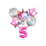 Parti Station Unicorn Kedi Kitty Temalı 5 Yaş Balon Seti Doğum Günü Dekorasyonu PSNICTBS