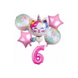 Parti Station Unicorn Kedi Kitty Temalı 6 Yaş Balon Seti Doğum Günü Dekorasyonu PSNICTBS