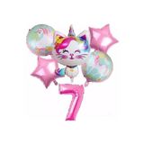 Parti Station Unicorn Kedi Kitty Temalı 7 Yaş Balon Seti Doğum Günü Dekorasyonu PSNICTBS