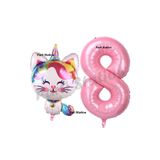 Parti Station Unicorn Kedi Pembe 5 Yaş Doğum Günü Balon Set PSUNİCONKEDİ-1