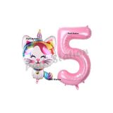 Parti Station Unicorn Kedi Pembe 8 Yaş Doğum Günü Balon Set PSUNİCONKEDİ-1
