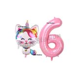Parti Station Unicorn Kedi Pembe 9 Yaş Doğum Günü Balon Set PSUNİCONKEDİ-1