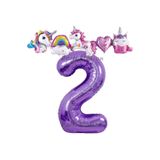 Parti Station Unicorn Mor Lila 2 Yaş Doğum Günü Balon Set PS-UNI-M