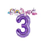 Parti Station Unicorn Mor Lila 3 Yaş Doğum Günü Balon Set PS-UNI-M
