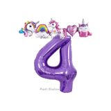 Parti Station Unicorn Mor Lila 4 Yaş Doğum Günü Balon Set PS-UNI-M