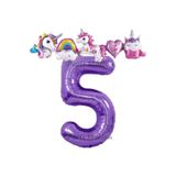 Parti Station Unicorn Mor Lila 5 Yaş Doğum Günü Balon Set PS-UNI-M