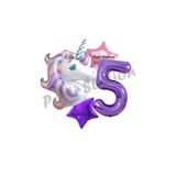 Parti Station Unicorn Mor Rakam Temalı 5 Yaş Balon Seti Doğum Günü Dekorasyonu PSMORUNİC-1
