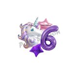 Parti Station Unicorn Mor Rakam Temalı 6 Yaş Balon Seti Doğum Günü Dekorasyonu PSMORUNİC-1