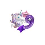Parti Station Unicorn Mor Rakam Temalı 9 Yaş Balon Seti Doğum Günü Dekorasyonu PSMORUNİC-1