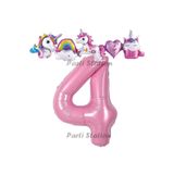 Parti Station Unicorn Pembe 4 Yaş Doğum Günü Balon Set PS-UNI-P1