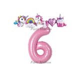 Parti Station Unicorn Pembe 6 Yaş Doğum Günü Balon Set PS-UNI-P1