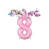 Parti Station Unicorn Pembe 8 Yaş Doğum Günü Balon Set PS-UNI-P1