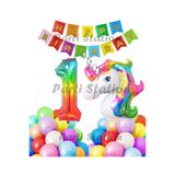 Parti Station Unicorn Renkli 1 Yaş Doğum Günü Balon Set PSUNCORN