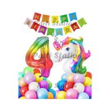 Parti Station Unicorn Renkli 4 Yaş Doğum Günü Balon Set PSUNCORN