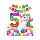Parti Station Unicorn Renkli 5 Yaş Doğum Günü Balon Set PSUNCORN