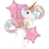 Parti Station Unicorn Yaş Balon Set Unicorn Konsept Helyum Balon Set Doğum Günü Set