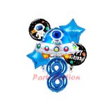 Parti Station Uzay Aracı Roket Balon 8 Yaş Doğum Günü Set Uzay Konsept Balon Rakam Balon Set