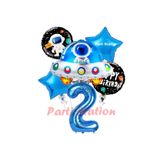 Parti Station Uzay Aracı Roket Konsept 2 Yaş Doğum Günü Balon Set PSUZYGALAKSİ-3